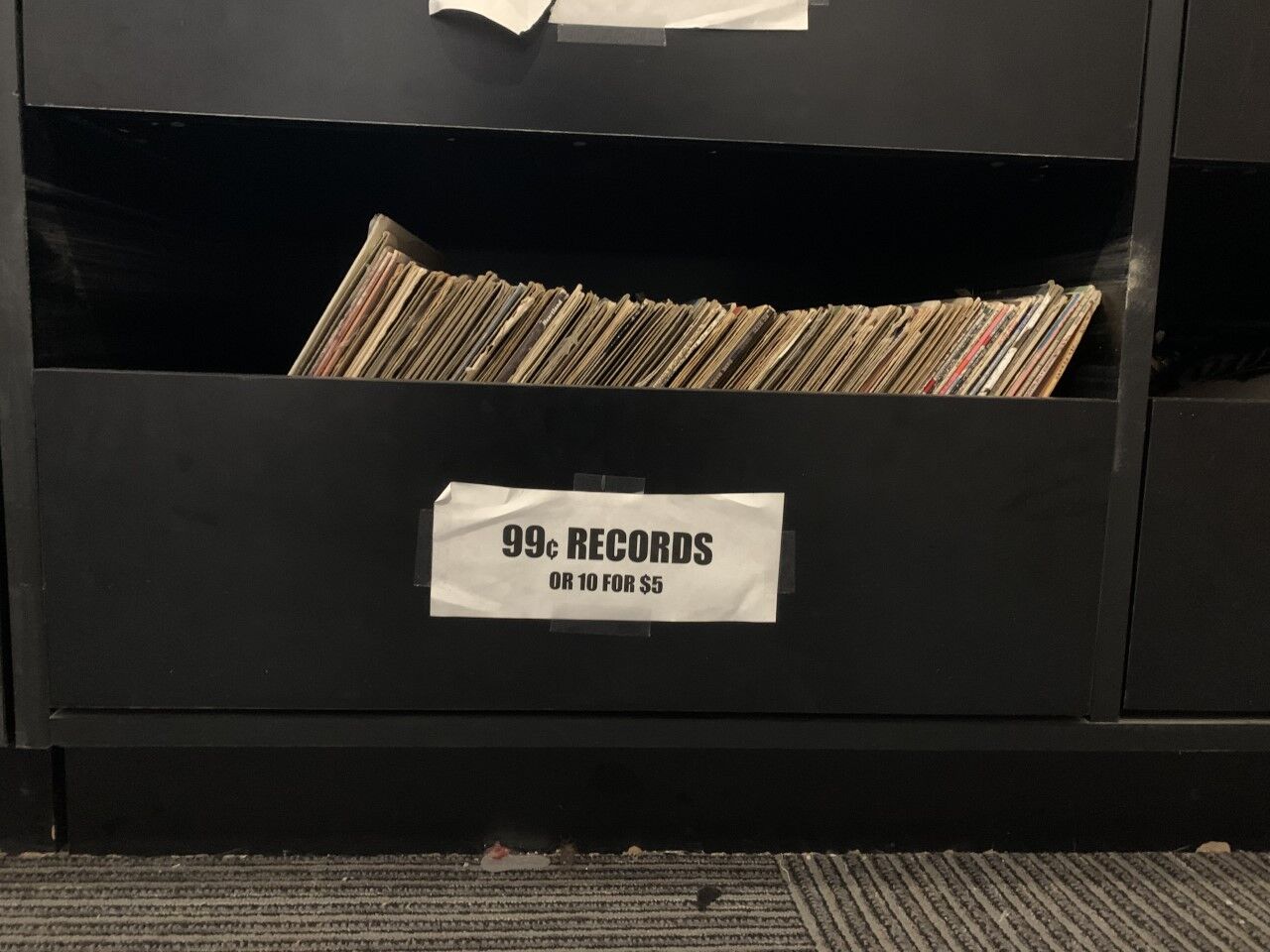 A bargain bin at Slackers downtown.